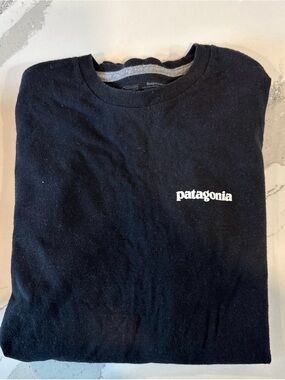 Patagonia Black Long Sleeve Tee with White Logo